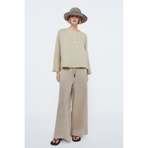 Zara Linen Button Up Top - Picture 1 of 9